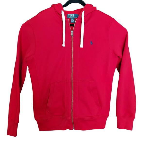 Polo Ralph Lauren Men's Cherry Red Full Zip Sweatshirt Hoodie Pony Icon Size M - Picture 2 of 6
